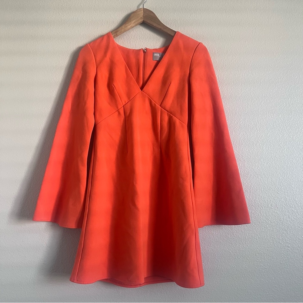 ASOS Orange Long Sleeve V-Neck Dress size US 4